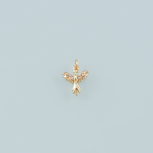 Gold Mythical Charms,18K Gold Filled Phoenix Pendant,CZ Micro Pave Phoenix Charm Bracelet Necklace for DIY Jewelry Making Supply