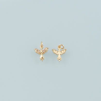 Gold Mythical Charms,18K Gold Filled Phoenix Pendant,CZ Micro Pave Phoenix Charm Bracelet Necklace for DIY Jewelry Making Supply