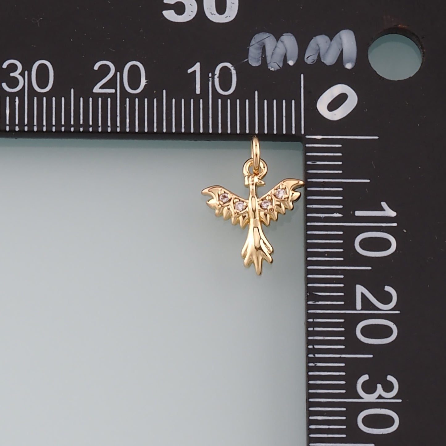 Gold Mythical Charms,18K Gold Filled Phoenix Pendant,CZ Micro Pave Phoenix Charm Bracelet Necklace for DIY Jewelry Making Supply