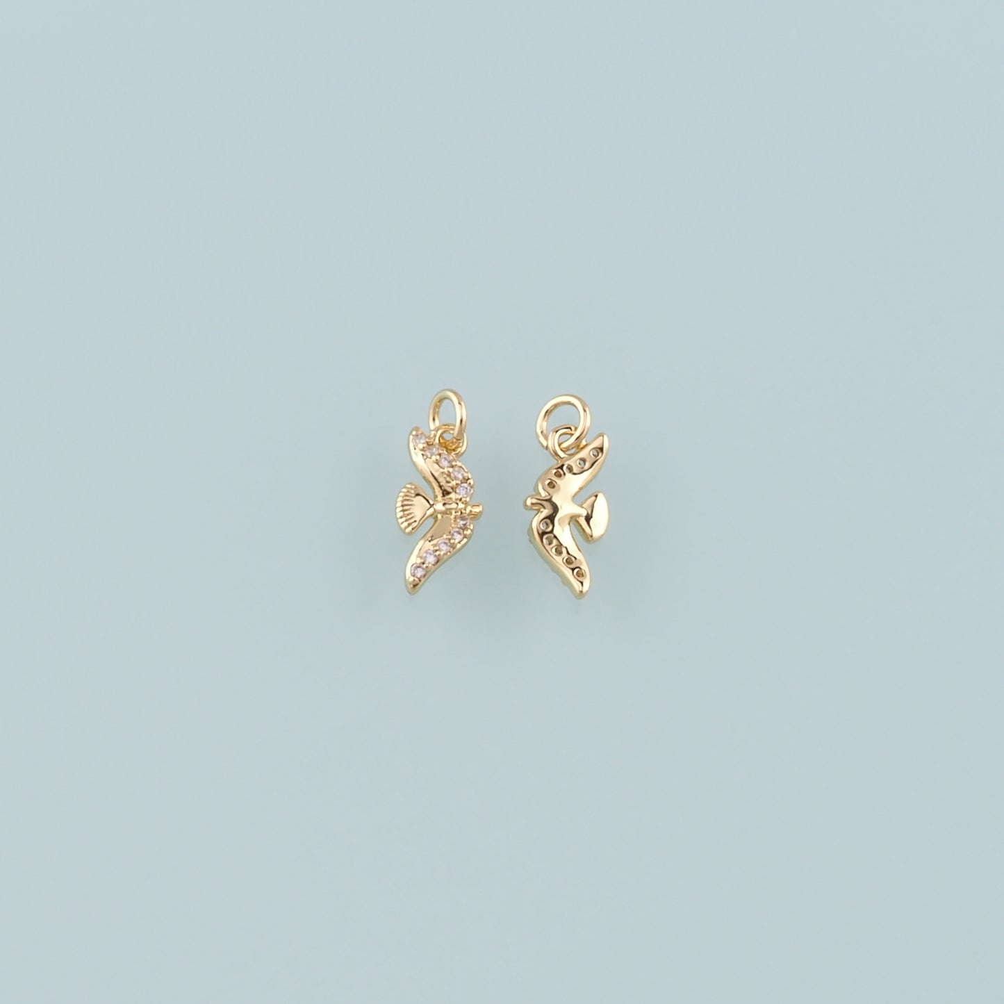 Gold Animal Charms,18K Gold Filled Bird Pendant,CZ Micro Pave Bird Charm Bracelet Necklace for DIY Jewelry Making Supply