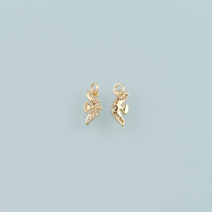 Gold Animal Charms,18K Gold Filled Bird Pendant,CZ Micro Pave Bird Charm Bracelet Necklace for DIY Jewelry Making Supply