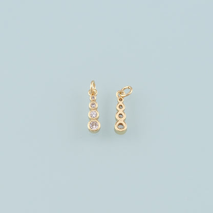 Gold Round Bar Charms,18K Gold Filled Round Pendant,CZ Micro Pave Round Charm Bracelet Necklace for DIY Jewelry Making Supply