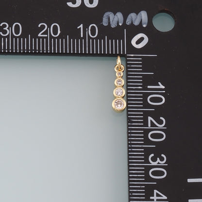 Gold Round Bar Charms,18K Gold Filled Round Pendant,CZ Micro Pave Round Charm Bracelet Necklace for DIY Jewelry Making Supply