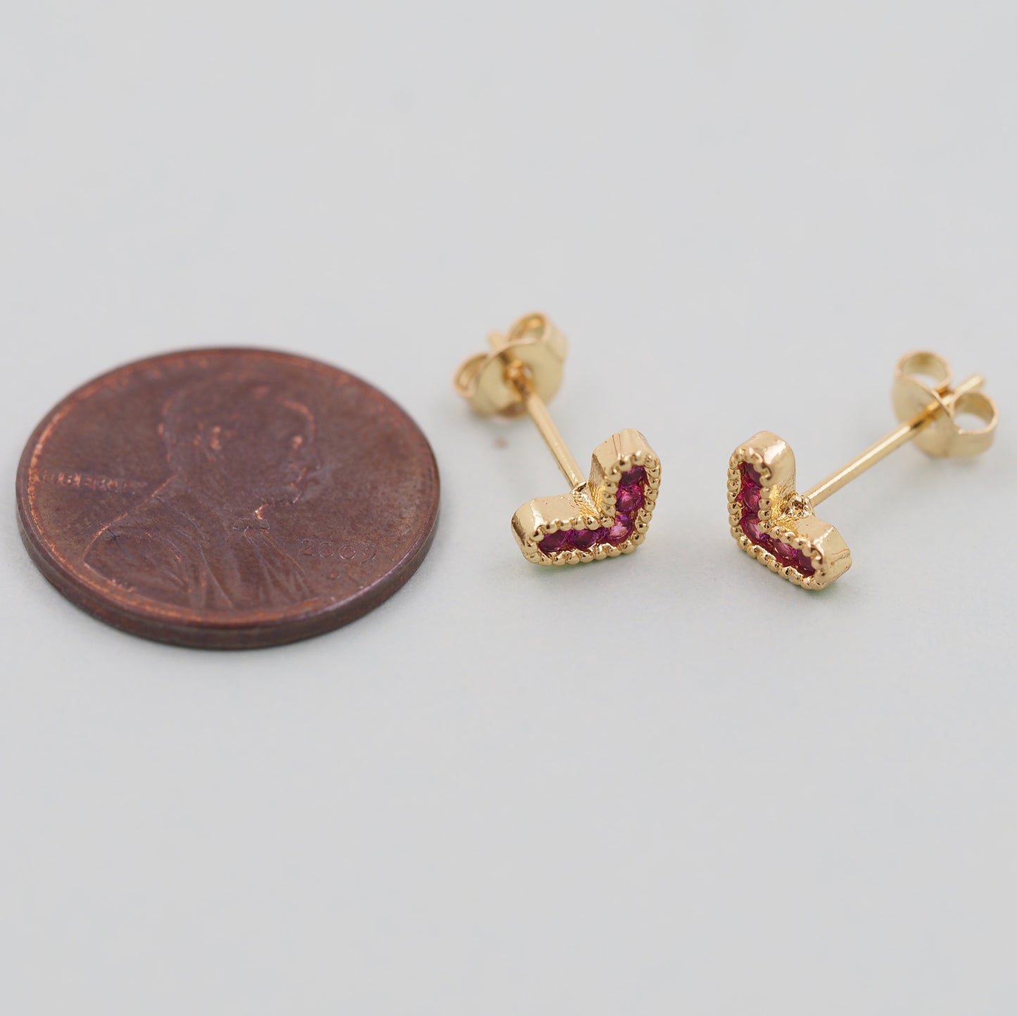 1pair 18K Gold Filled Heart Earrings,Gold Earrings,Dainty Earrings