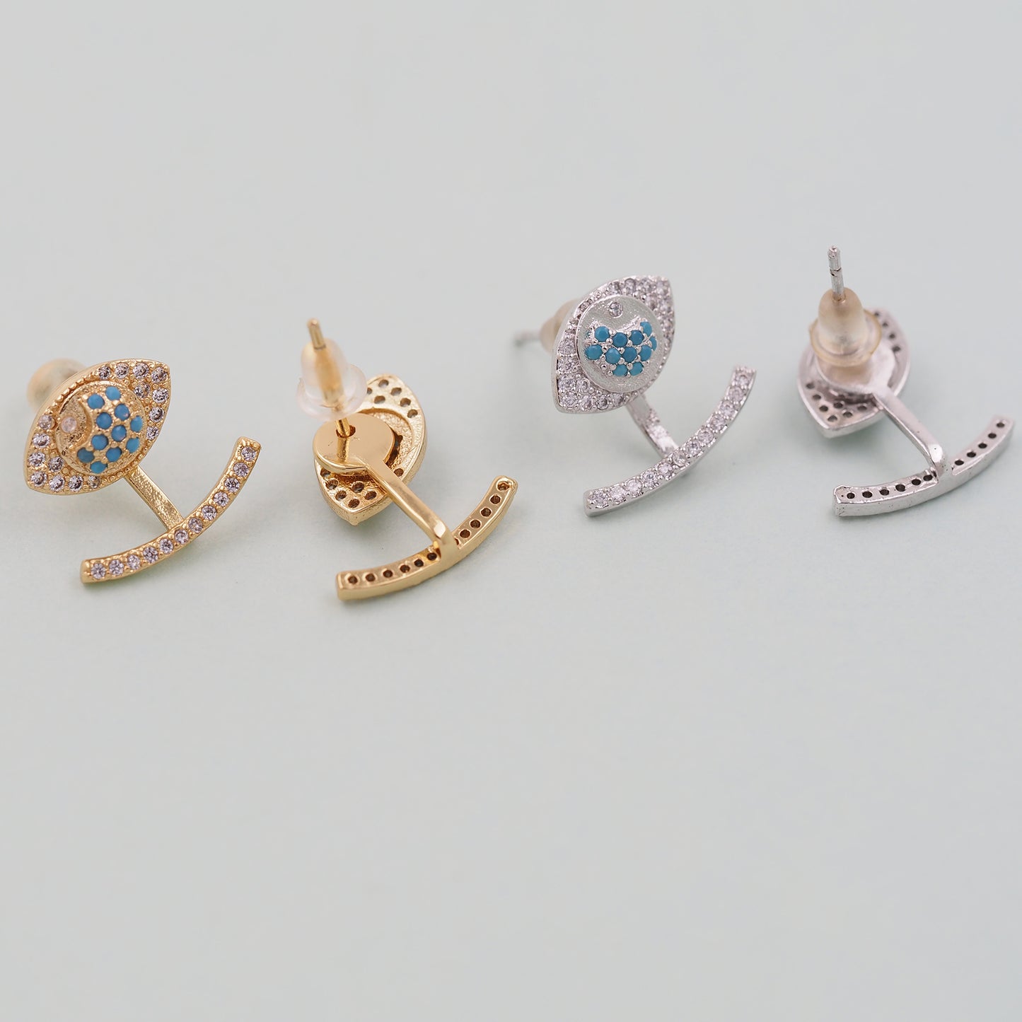 1pair 18K Gold Filled Evil EYE Earrings,Gold Earrings,Dainty Earrings