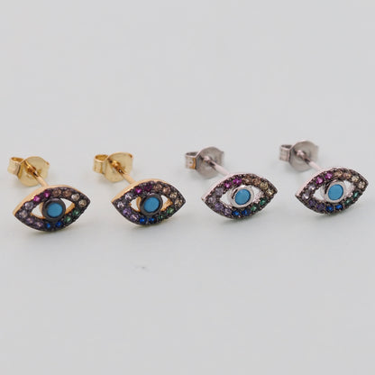 1pair 18K Gold Filled Evil Eye Earrings,Gold Earrings,Dainty Earrings