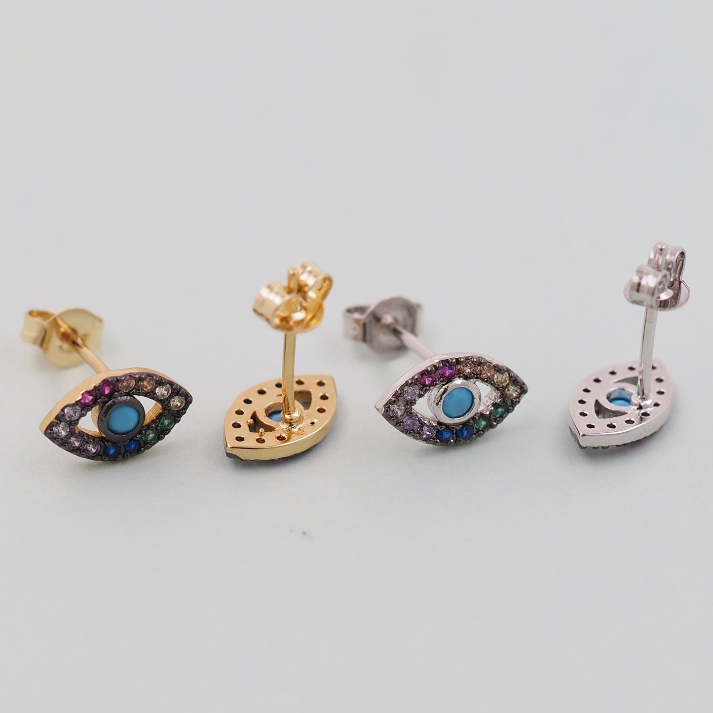 1pair 18K Gold Filled Evil Eye Earrings,Gold Earrings,Dainty Earrings