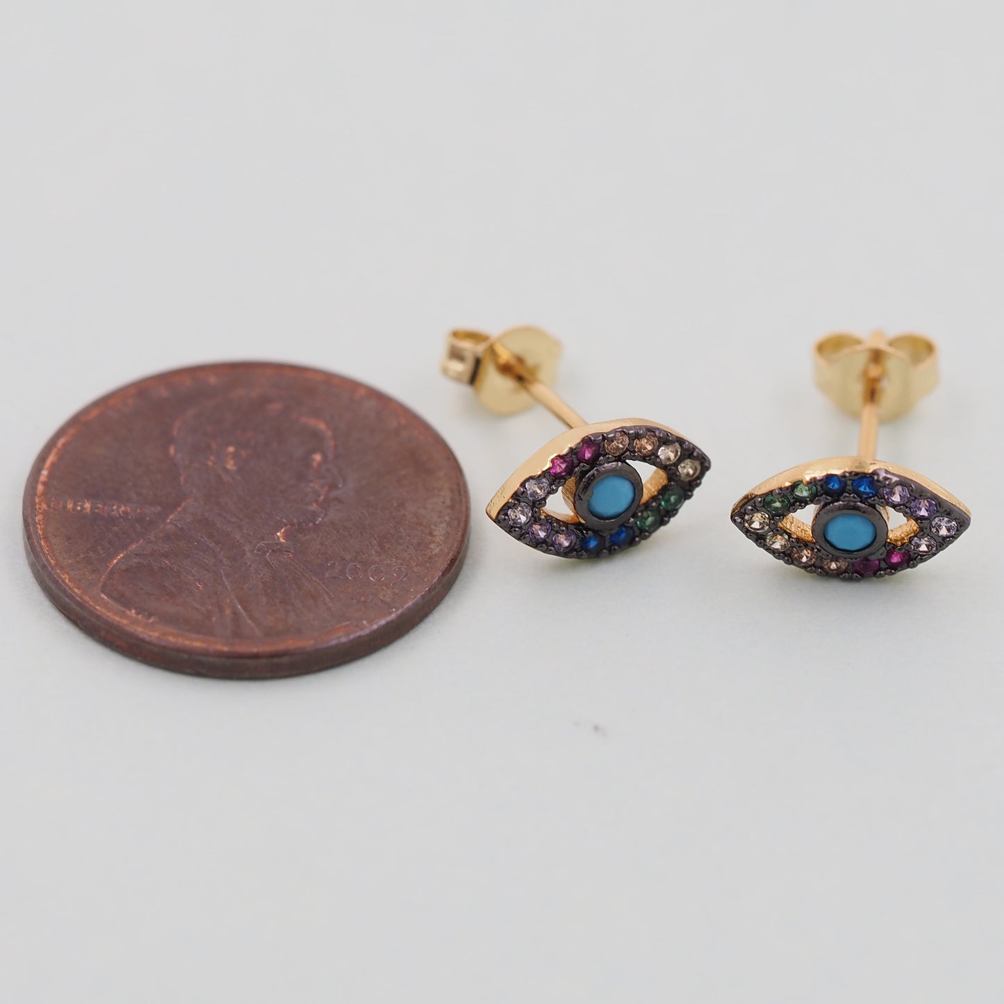1pair 18K Gold Filled Evil Eye Earrings,Gold Earrings,Dainty Earrings