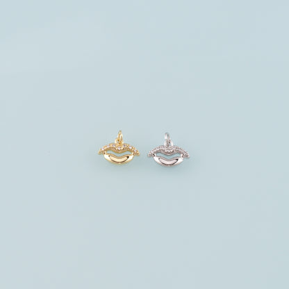 Gold Lips Charms,18K Gold Filled Lips Pendant,CZ Micro Pave Lips Charms Bracelet Necklace for DIY Jewelry Making Supply