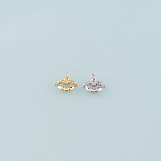 Gold Lips Charms,18K Gold Filled Lips Pendant,CZ Micro Pave Lips Charms Bracelet Necklace for DIY Jewelry Making Supply
