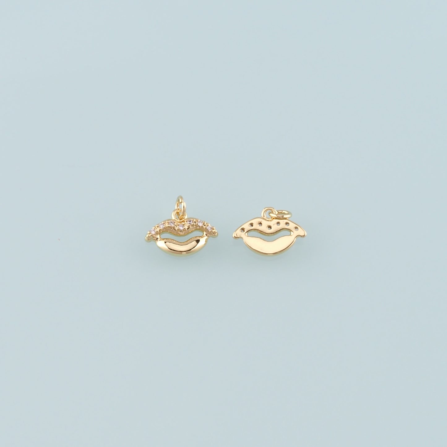 Gold Lips Charms,18K Gold Filled Lips Pendant,CZ Micro Pave Lips Charms Bracelet Necklace for DIY Jewelry Making Supply
