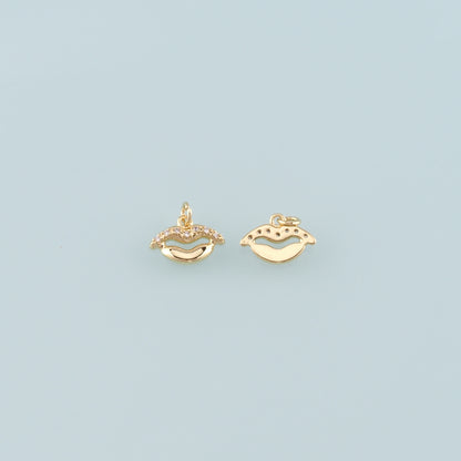 Gold Lips Charms,18K Gold Filled Lips Pendant,CZ Micro Pave Lips Charms Bracelet Necklace for DIY Jewelry Making Supply