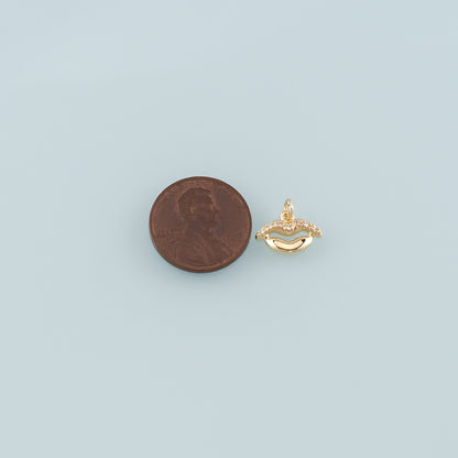 Gold Lips Charms,18K Gold Filled Lips Pendant,CZ Micro Pave Lips Charms Bracelet Necklace for DIY Jewelry Making Supply