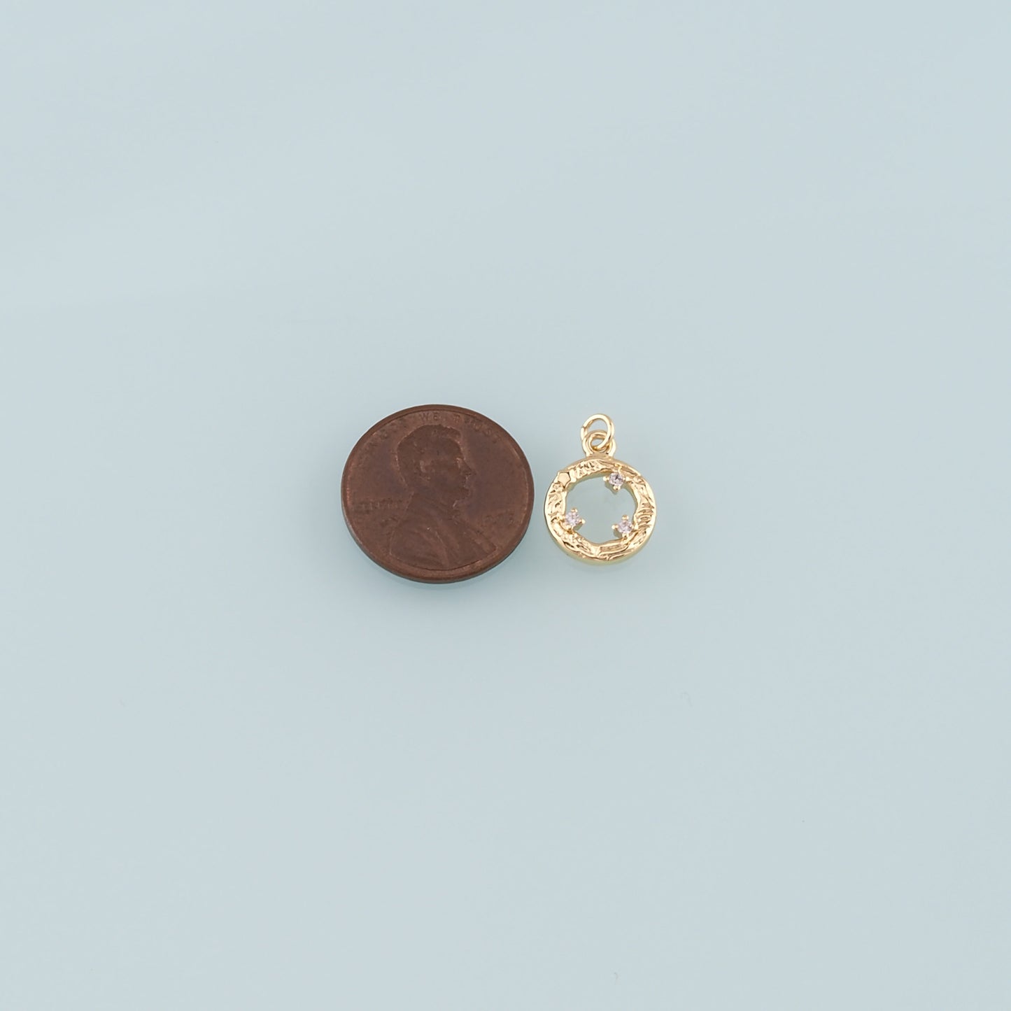 Gold Round Charms,18K Gold Filled Round Pendant,CZ Micro Pave Round Charm Bracelet Necklace for DIY Jewelry Making Supply