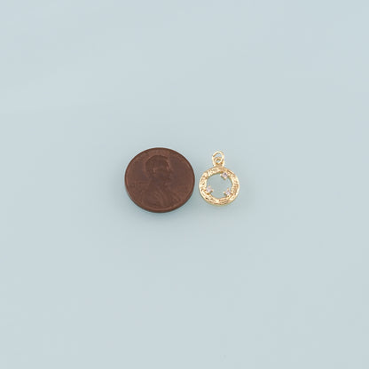 Gold Round Charms,18K Gold Filled Round Pendant,CZ Micro Pave Round Charm Bracelet Necklace for DIY Jewelry Making Supply