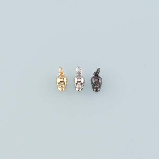 Gold Skull Charms,18K Gold Filled Skull Pendant,CZ Micro Pave Skull Charm Bracelet Necklace for DIY Jewelry Making Supply
