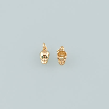 Gold Skull Charms,18K Gold Filled Skull Pendant,CZ Micro Pave Skull Charm Bracelet Necklace for DIY Jewelry Making Supply