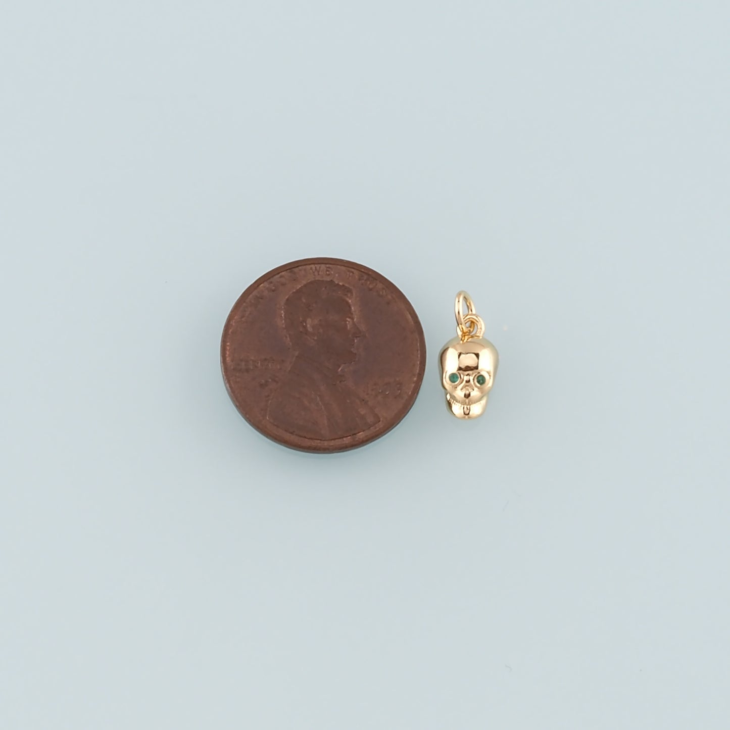 Gold Skull Charms,18K Gold Filled Skull Pendant,CZ Micro Pave Skull Charm Bracelet Necklace for DIY Jewelry Making Supply