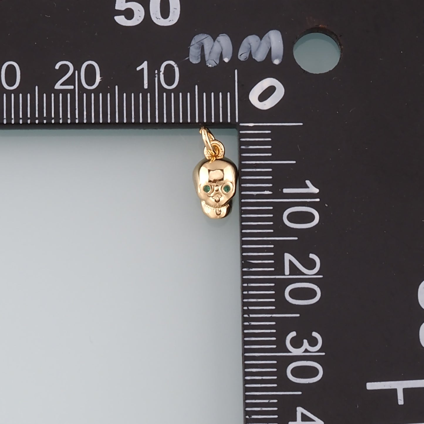 Gold Skull Charms,18K Gold Filled Skull Pendant,CZ Micro Pave Skull Charm Bracelet Necklace for DIY Jewelry Making Supply