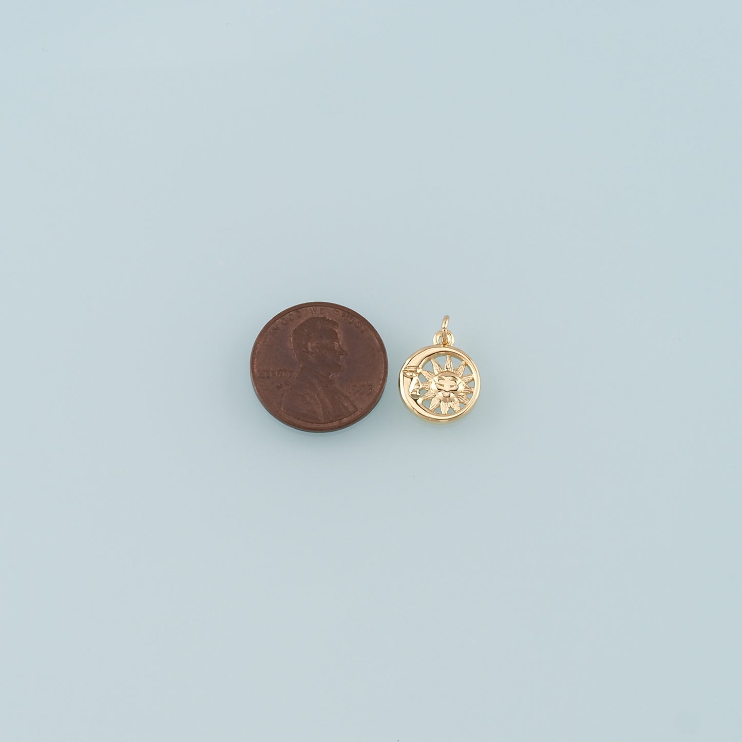 Gold Sun Charms,18K Gold Filled Moon Sun Pendant,Celestial Charm Bracelet Necklace for DIY Jewelry Making Supply
