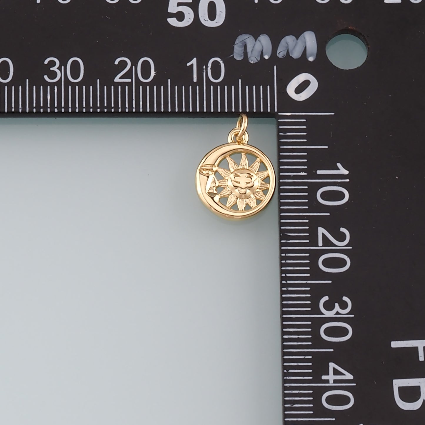 Gold Sun Charms,18K Gold Filled Moon Sun Pendant,Celestial Charm Bracelet Necklace for DIY Jewelry Making Supply