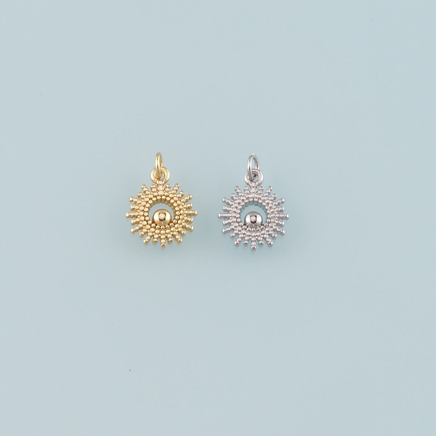 Gold Sun Charms,18K Gold Filled Sun Pendant,Celestial Charm Bracelet Necklace for DIY Jewelry Making Supply