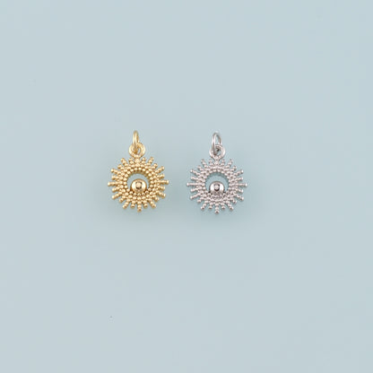 Gold Sun Charms,18K Gold Filled Sun Pendant,Celestial Charm Bracelet Necklace for DIY Jewelry Making Supply