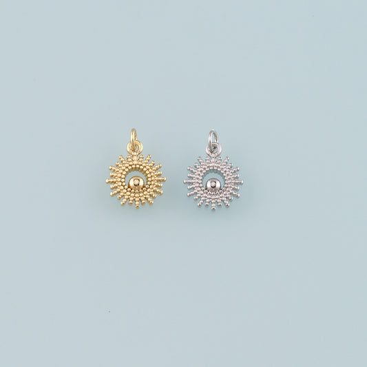 Gold Sun Charms,18K Gold Filled Sun Pendant,Celestial Charm Bracelet Necklace for DIY Jewelry Making Supply