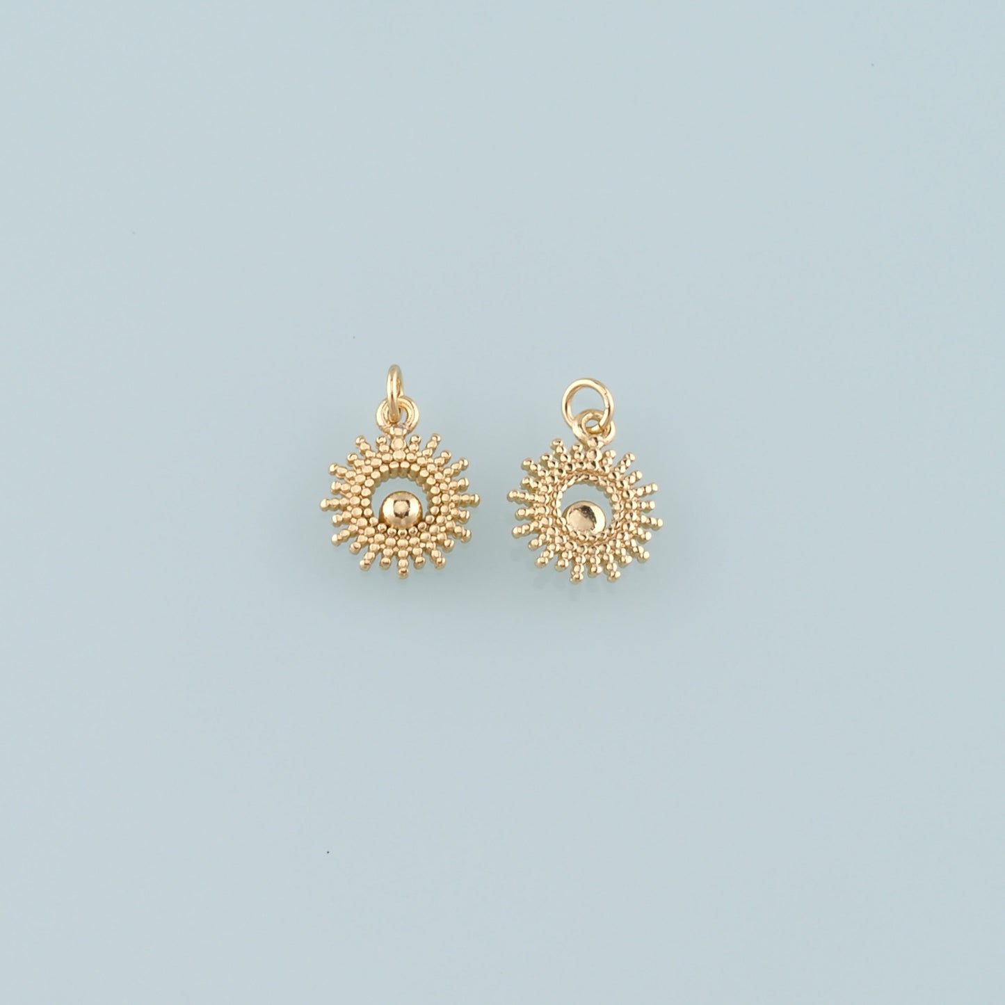 Gold Sun Charms,18K Gold Filled Sun Pendant,Celestial Charm Bracelet Necklace for DIY Jewelry Making Supply