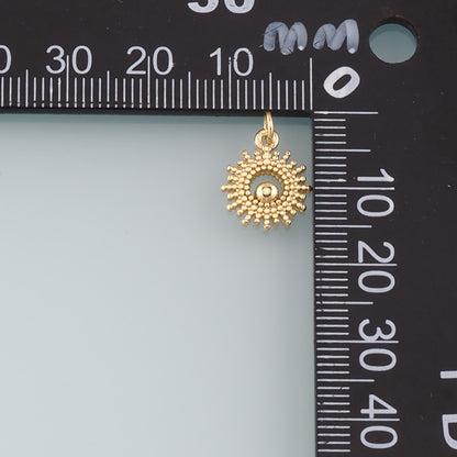 Gold Sun Charms,18K Gold Filled Sun Pendant,Celestial Charm Bracelet Necklace for DIY Jewelry Making Supply