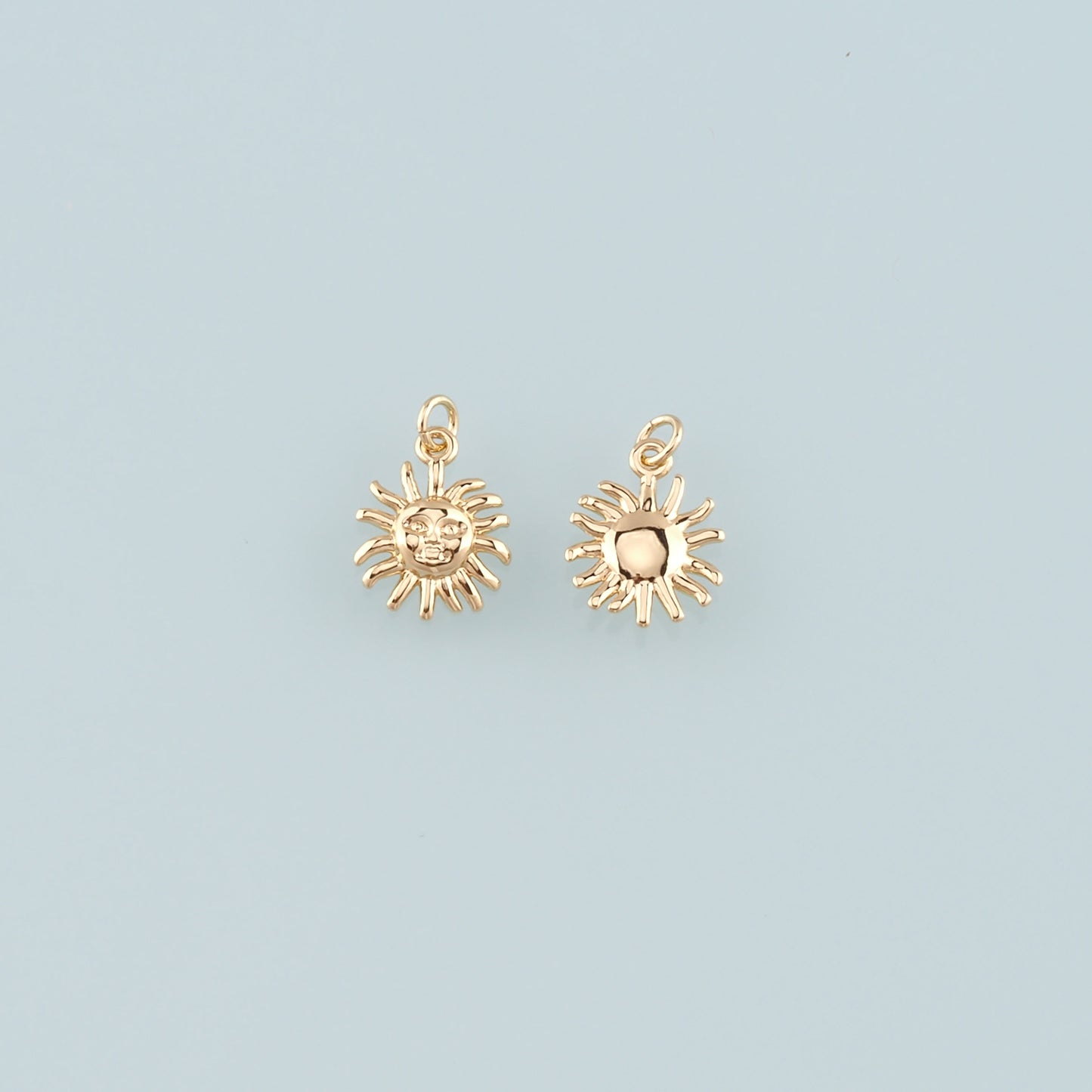 Gold Sun Charms,18K Gold Filled Sun Pendant,Celestial Charm Bracelet Necklace for DIY Jewelry Making Supply