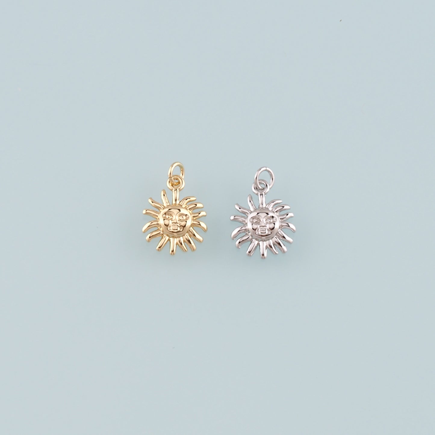 Gold Sun Charms,18K Gold Filled Sun Pendant,Celestial Charm Bracelet Necklace for DIY Jewelry Making Supply