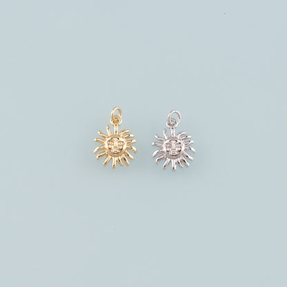 Gold Sun Charms,18K Gold Filled Sun Pendant,Celestial Charm Bracelet Necklace for DIY Jewelry Making Supply