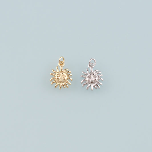 Gold Sun Charms,18K Gold Filled Sun Pendant,Celestial Charm Bracelet Necklace for DIY Jewelry Making Supply