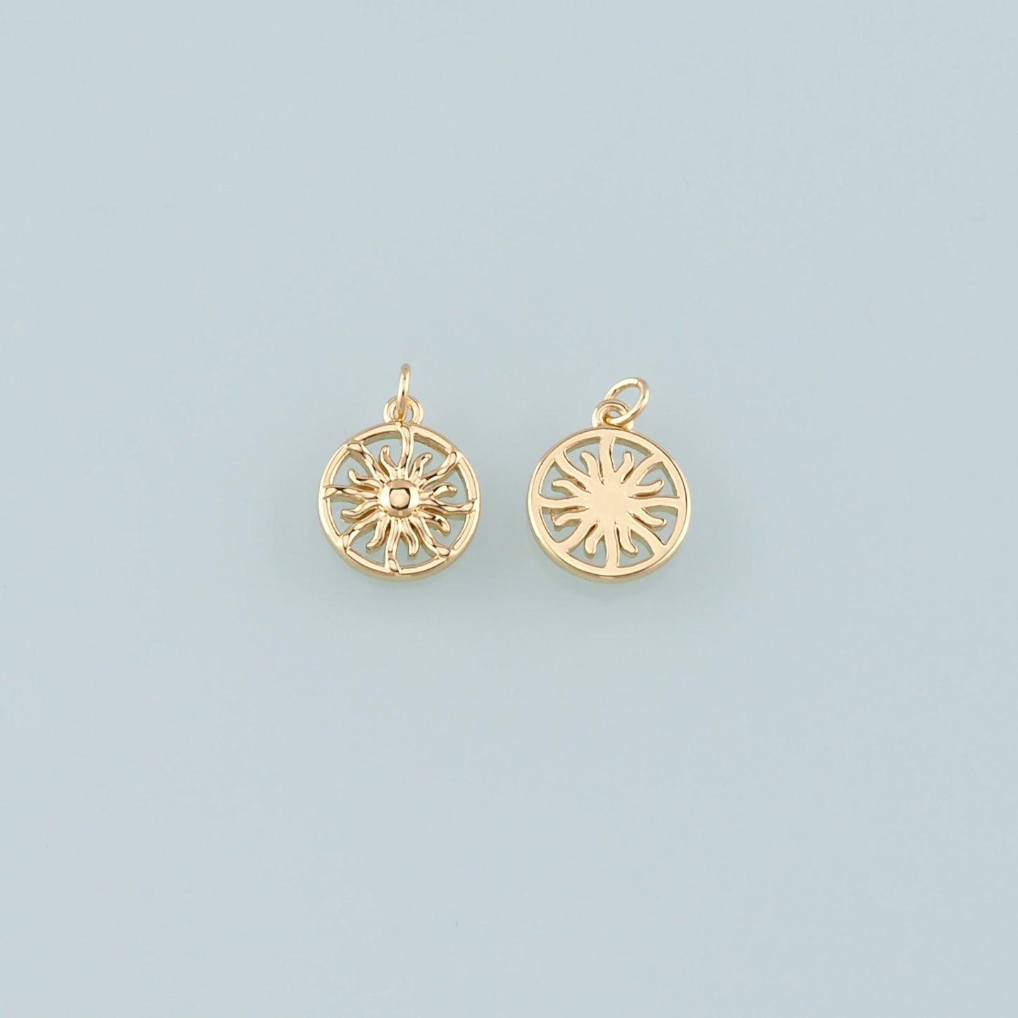 Gold Sun Charms,18K Gold Filled Sun Pendant,Celestial Charm Bracelet Necklace for DIY Jewelry Making Supply