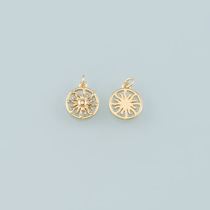 Gold Sun Charms,18K Gold Filled Sun Pendant,Celestial Charm Bracelet Necklace for DIY Jewelry Making Supply