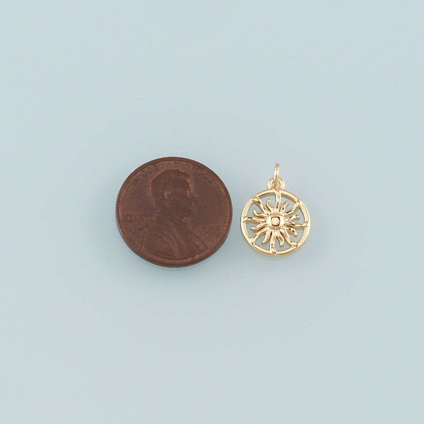 Gold Sun Charms,18K Gold Filled Sun Pendant,Celestial Charm Bracelet Necklace for DIY Jewelry Making Supply