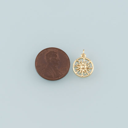Gold Sun Charms,18K Gold Filled Sun Pendant,Celestial Charm Bracelet Necklace for DIY Jewelry Making Supply