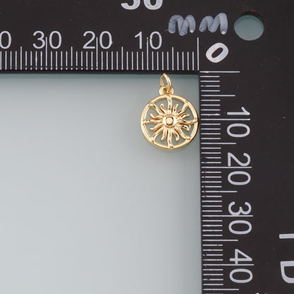 Gold Sun Charms,18K Gold Filled Sun Pendant,Celestial Charm Bracelet Necklace for DIY Jewelry Making Supply
