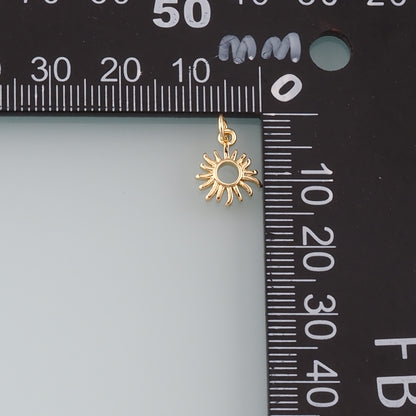Gold Sun Charms,18K Gold Filled Sun Pendant,Celestial Charm Bracelet Necklace for DIY Jewelry Making Supply