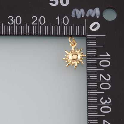 Gold Sun Charms,18K Gold Filled Sun Pendant,Celestial Charm Bracelet Necklace for DIY Jewelry Making Supply