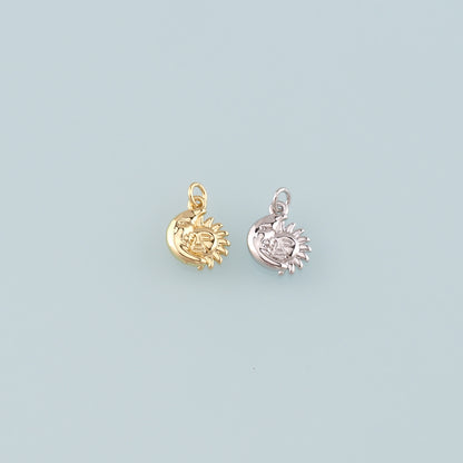Gold Sun Charms,18K Gold Filled Moon Sun Pendant,Celestial Charm Bracelet Necklace for DIY Jewelry Making Supply