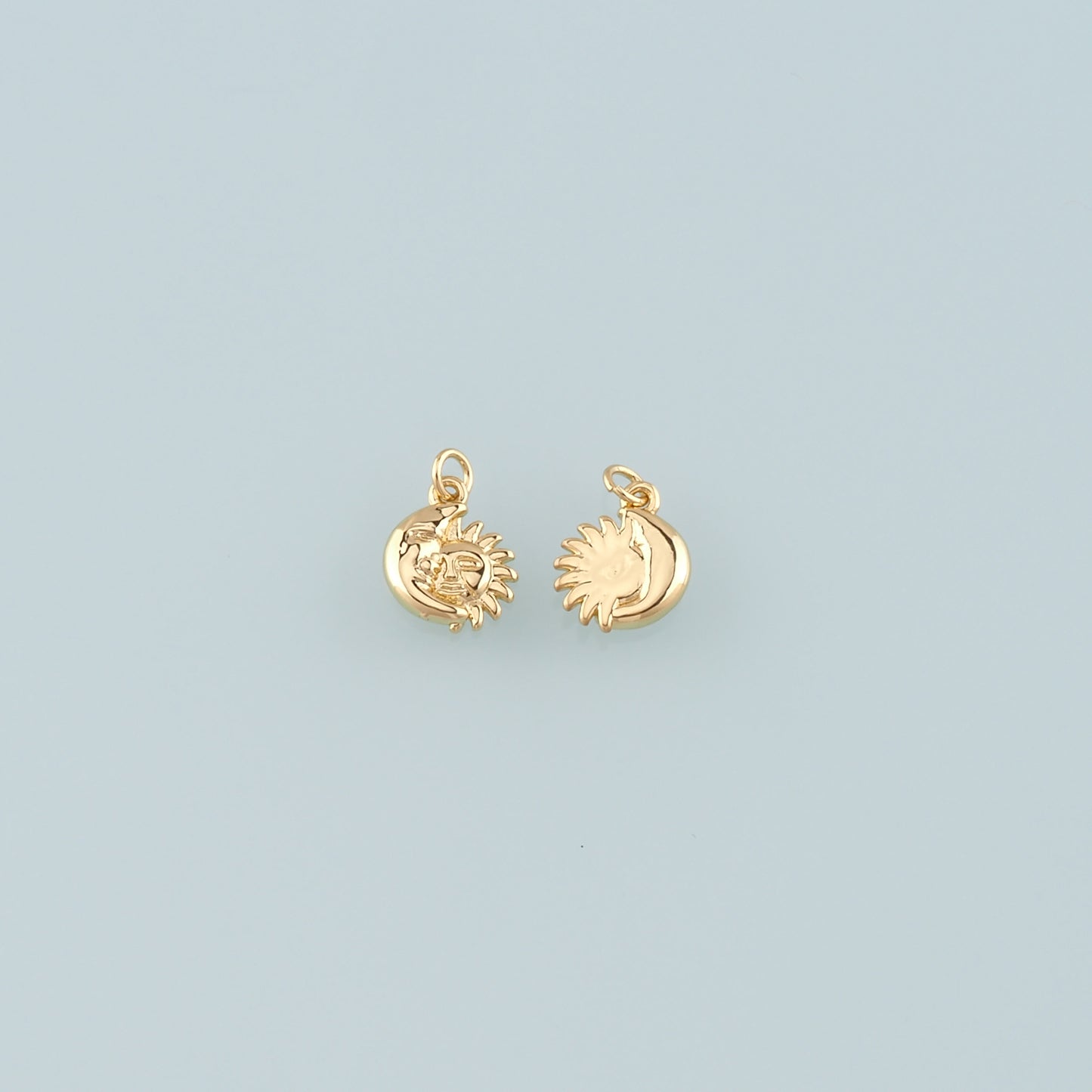 Gold Sun Charms,18K Gold Filled Moon Sun Pendant,Celestial Charm Bracelet Necklace for DIY Jewelry Making Supply