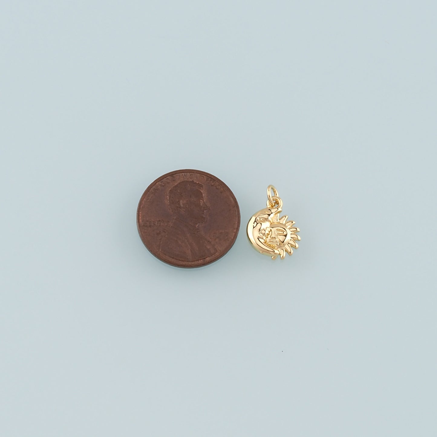 Gold Sun Charms,18K Gold Filled Moon Sun Pendant,Celestial Charm Bracelet Necklace for DIY Jewelry Making Supply