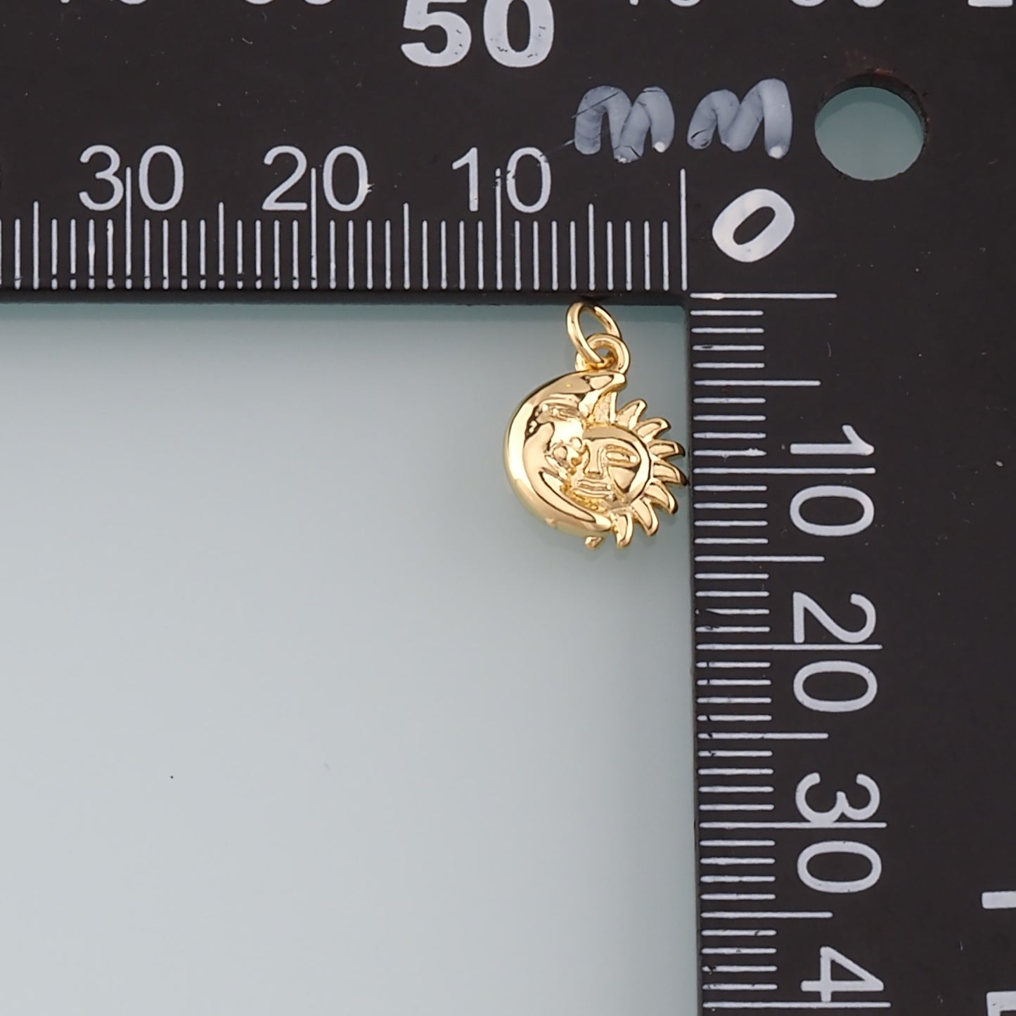 Gold Sun Charms,18K Gold Filled Moon Sun Pendant,Celestial Charm Bracelet Necklace for DIY Jewelry Making Supply