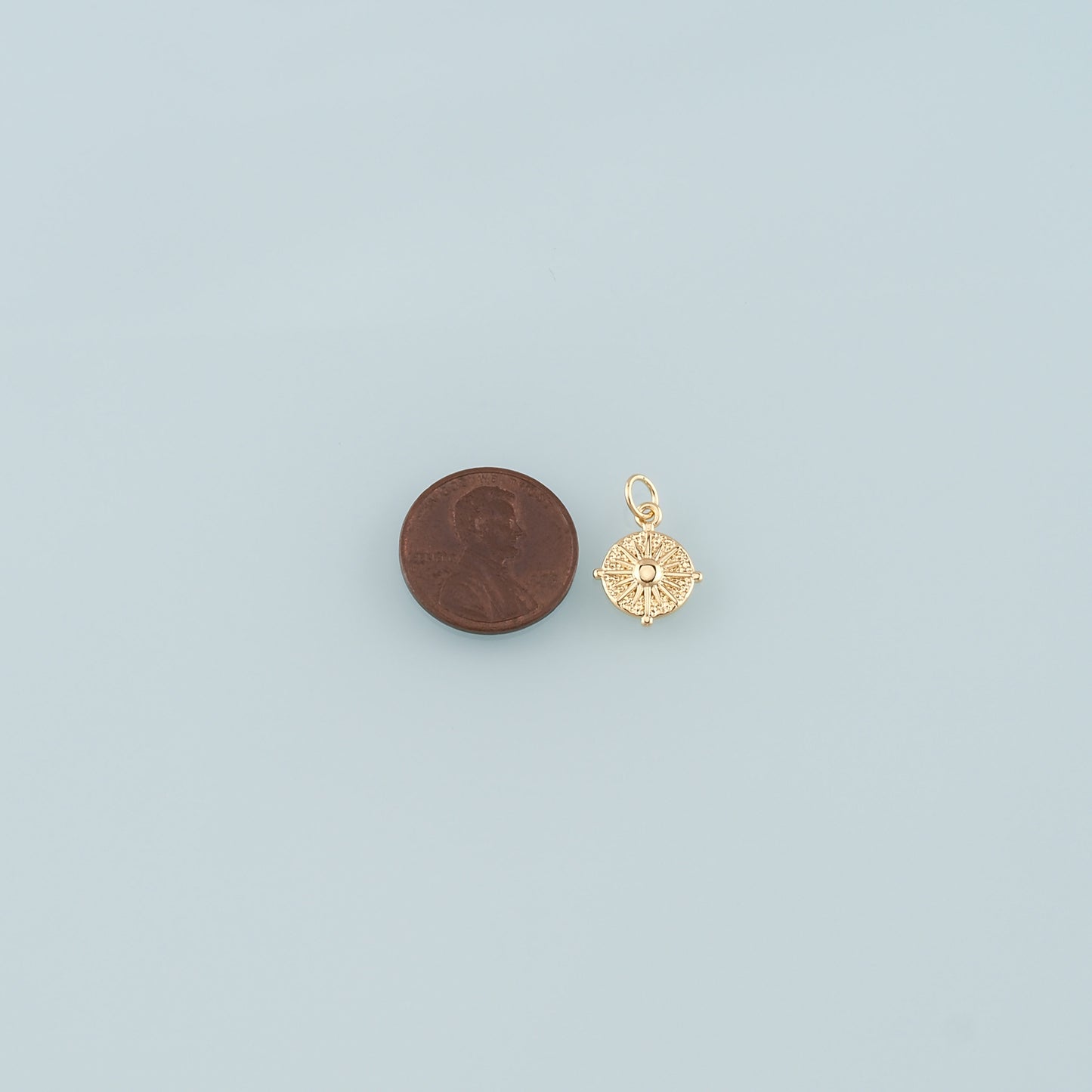 18K Gold Filled Compass Pendant,Compass Charm Bracelet Necklace for DIY Jewelry Making Supply