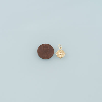 18K Gold Filled Compass Pendant,Compass Charm Bracelet Necklace for DIY Jewelry Making Supply