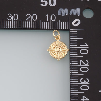18K Gold Filled Compass Pendant,Compass Charm Bracelet Necklace for DIY Jewelry Making Supply