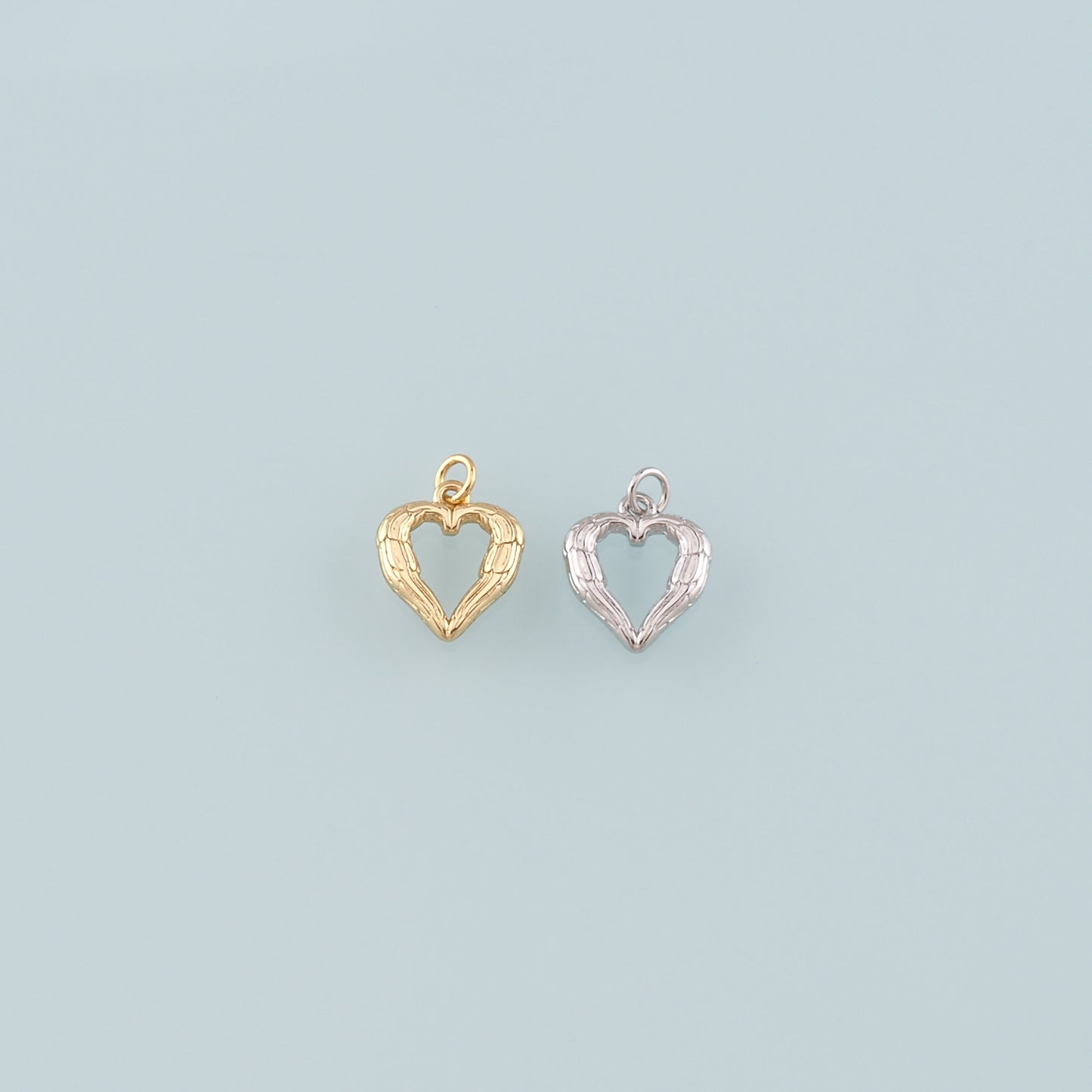 Gold Wing Charms,18K Gold Filled Heart Pendant,Heart Charm Bracelet Necklace for DIY Jewelry Making Supply