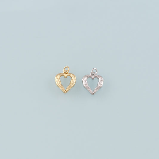 Gold Wing Charms,18K Gold Filled Heart Pendant,Heart Charm Bracelet Necklace for DIY Jewelry Making Supply